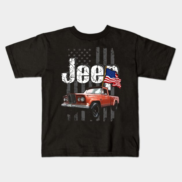 FSJ Gladiator Truck Jeepcar JEEP Flag Kids T-Shirt by alex77alves